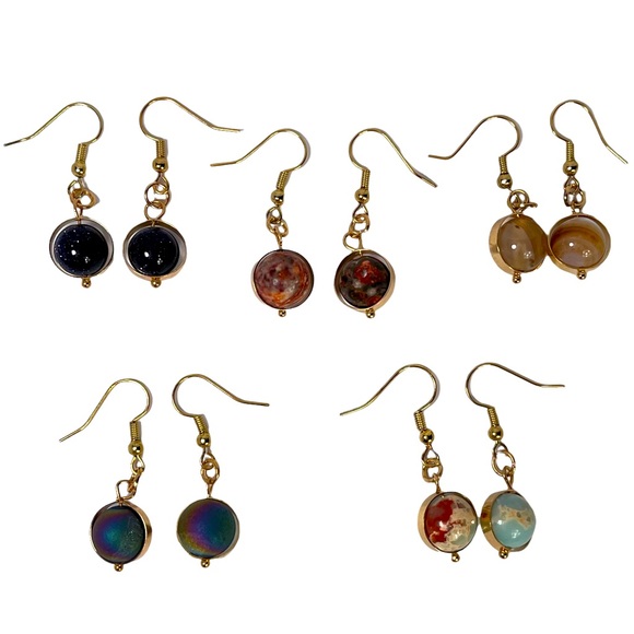 Planet charm dangle earrings, imitation stones that spin! Bundle of  5, NEW! - Picture 3 of 10